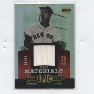 2006 UPPERDECK EPIC MATERIALS TED WILLIAMS JERSEY RELIC CARD 56/75 BOSTON REDSOX